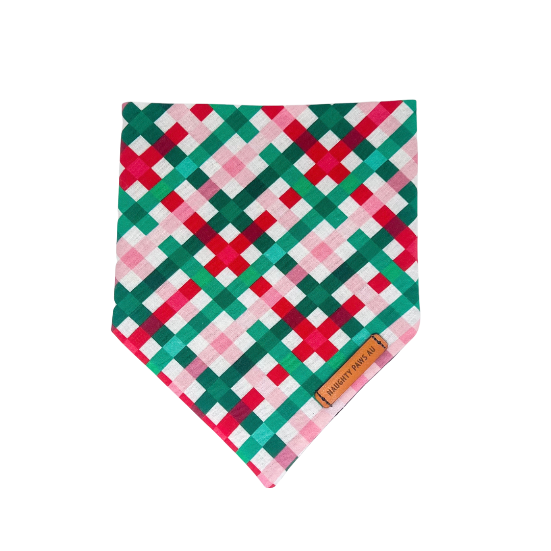 "Peppermint Plaid" Pet bandana