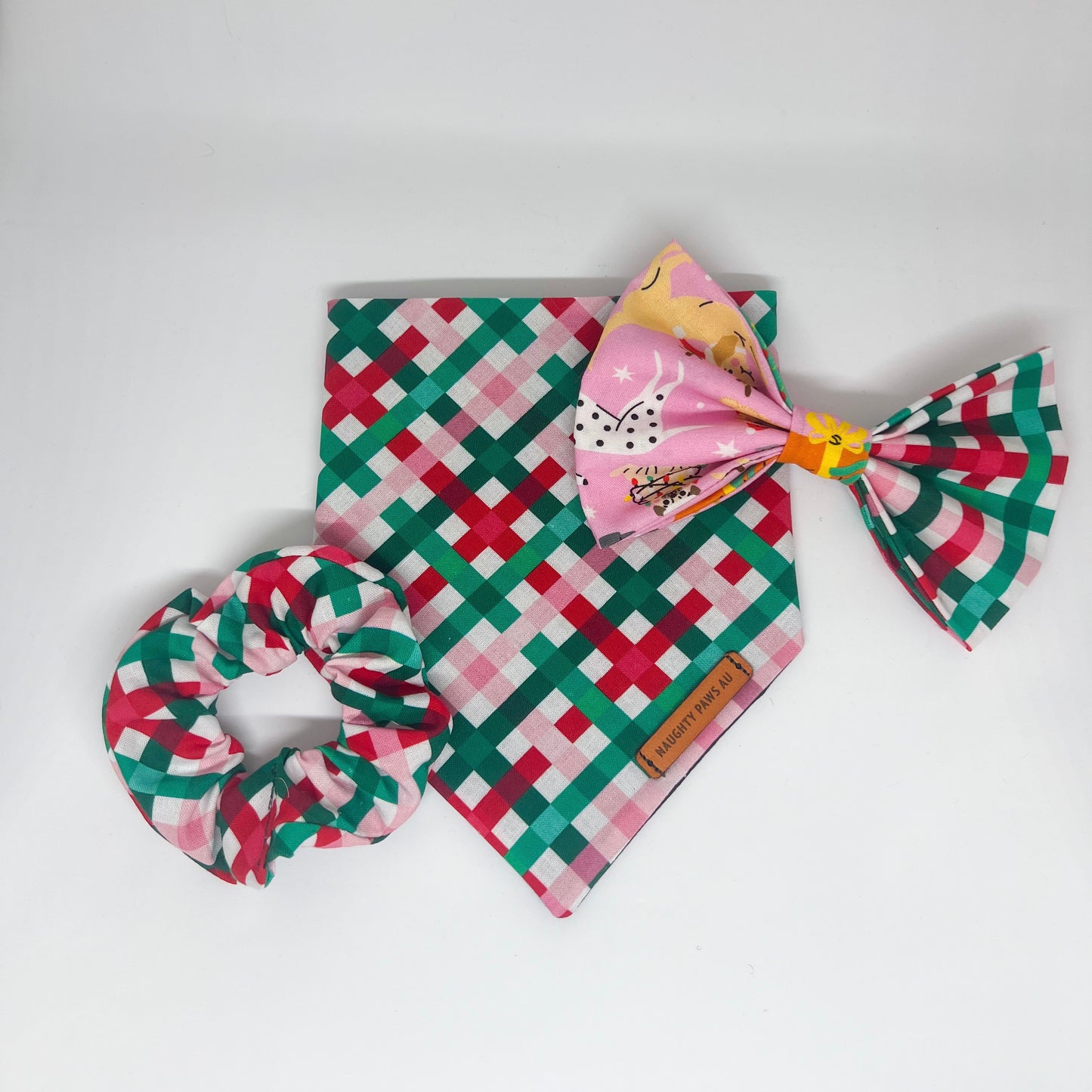 "Peppermint Plaid" Pet bandana