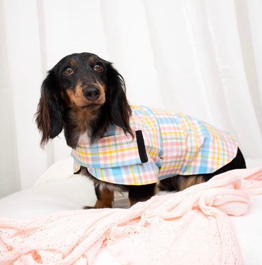 "Pastel Plaid" Handmade Dog coat